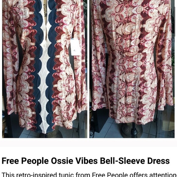 Free People “Ossie Vibes”Bell Sleeve Tunic Dress - Picture 13 of 14